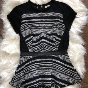 Rebecca Taylor Black Stripe Blouse Size 0